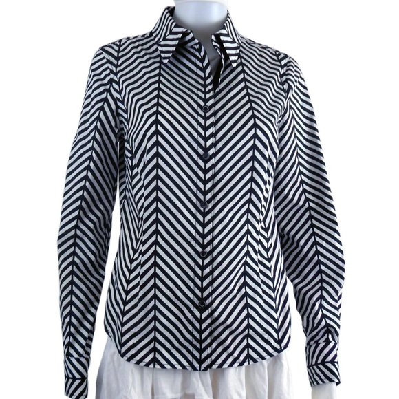 Carlisle | Designer Black and White Striped Shirt | Size 6 - Picture 1 of 4